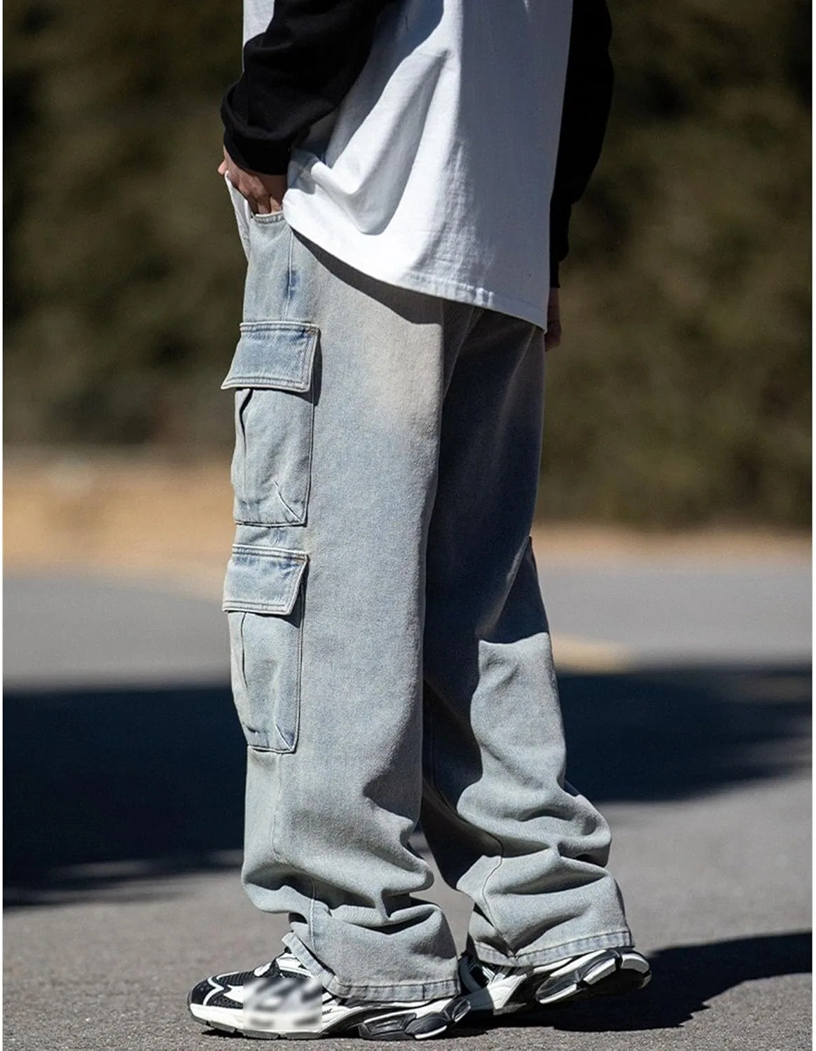 Джинсы свободные, Baggy Cargo, Синий — фото 4