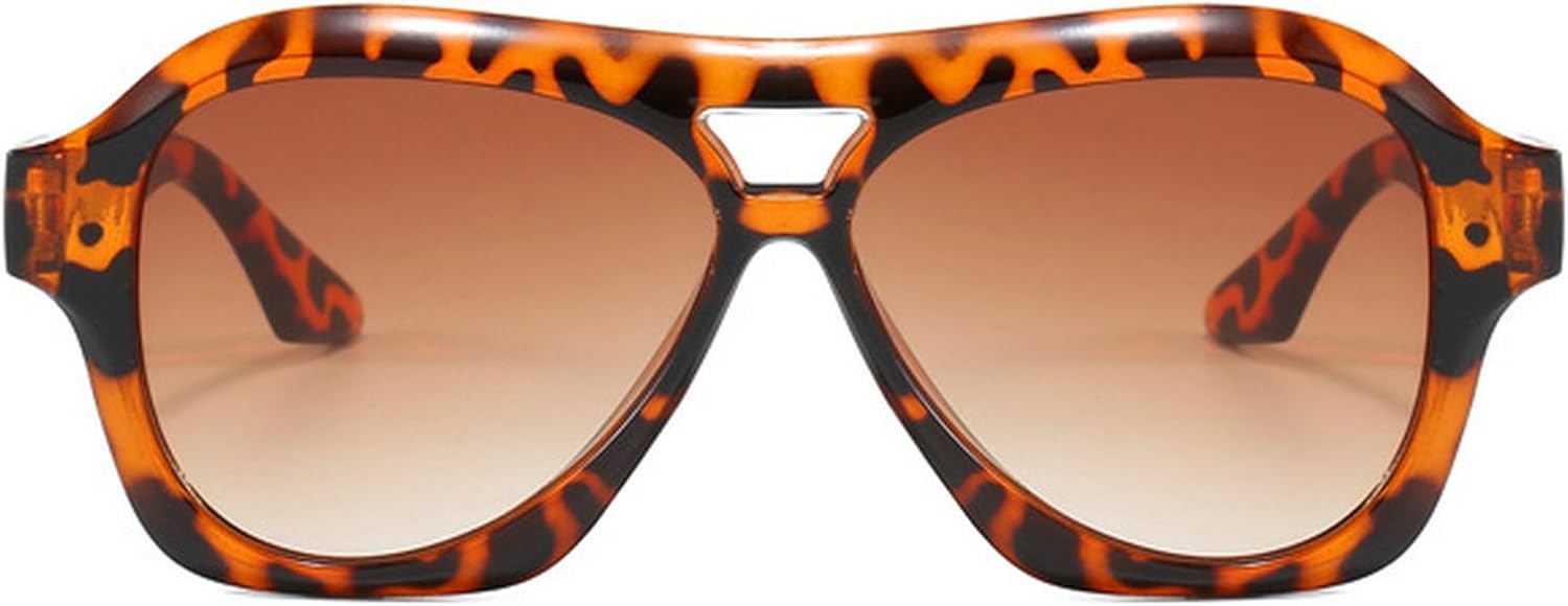 

Модные солнцезащитные очки-пилот с двойной перемычкой для женщин, в стиле ретро, ​​сине-зеленые, с защитой от УФ-излучения UV400, для мужчин, в тренде, в стиле панк mincl, Leopard