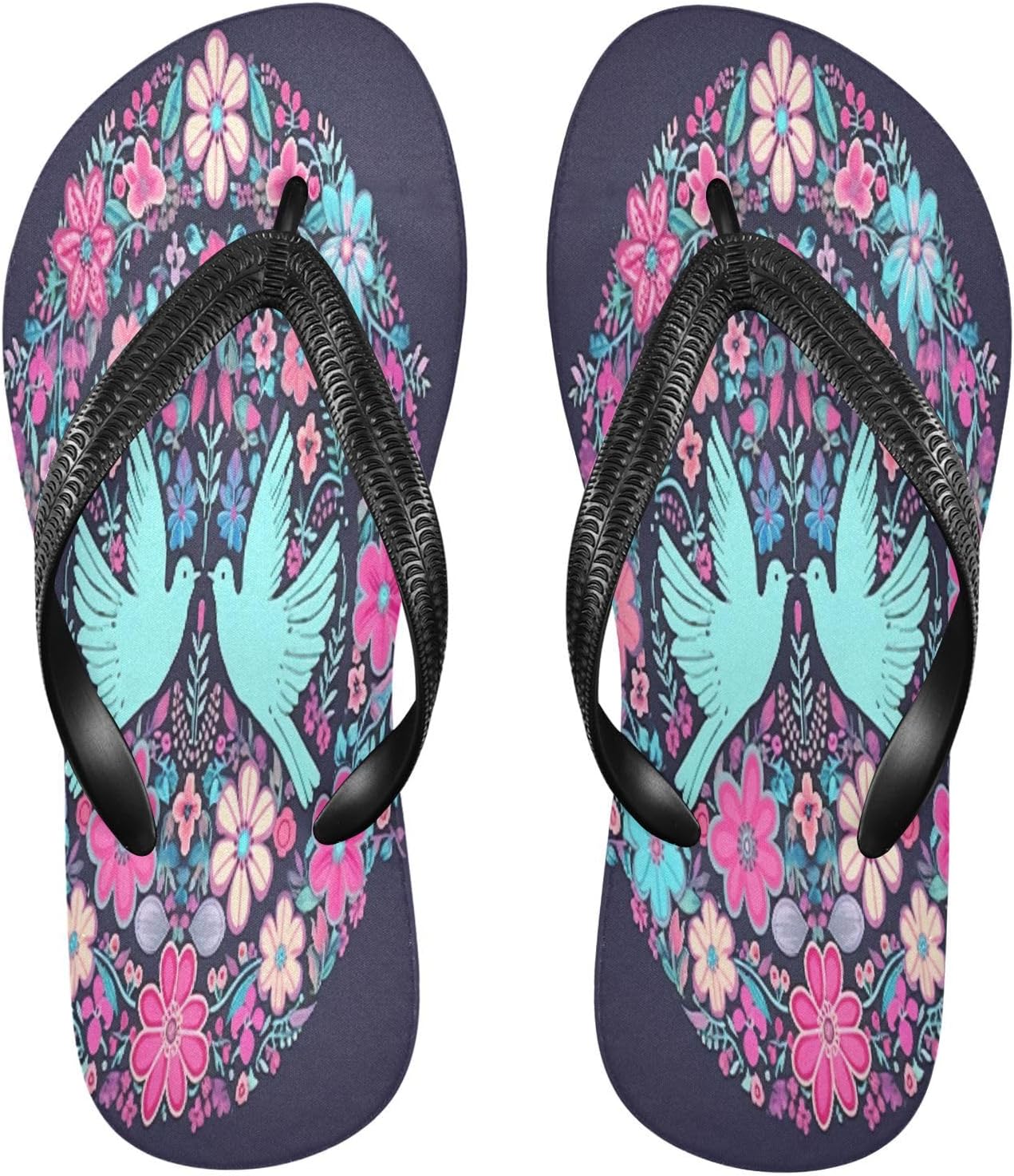 

Шлепанцы с цветочным рисунком, синие птицы, пляжные сандалии-вьетнамки, резинескользящие летние тапочки для ходьбы, обувь для мужчин и женщин Sinestour