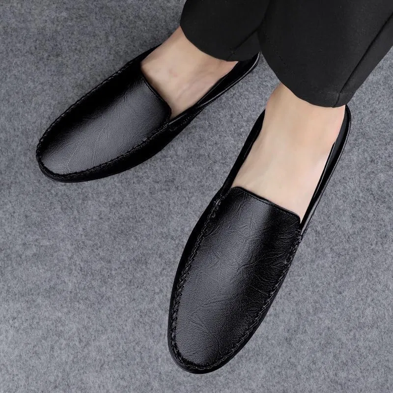 Лоферы мужские из PU кожи на плоской подошве, Black PUGHGAETZF — фото 2