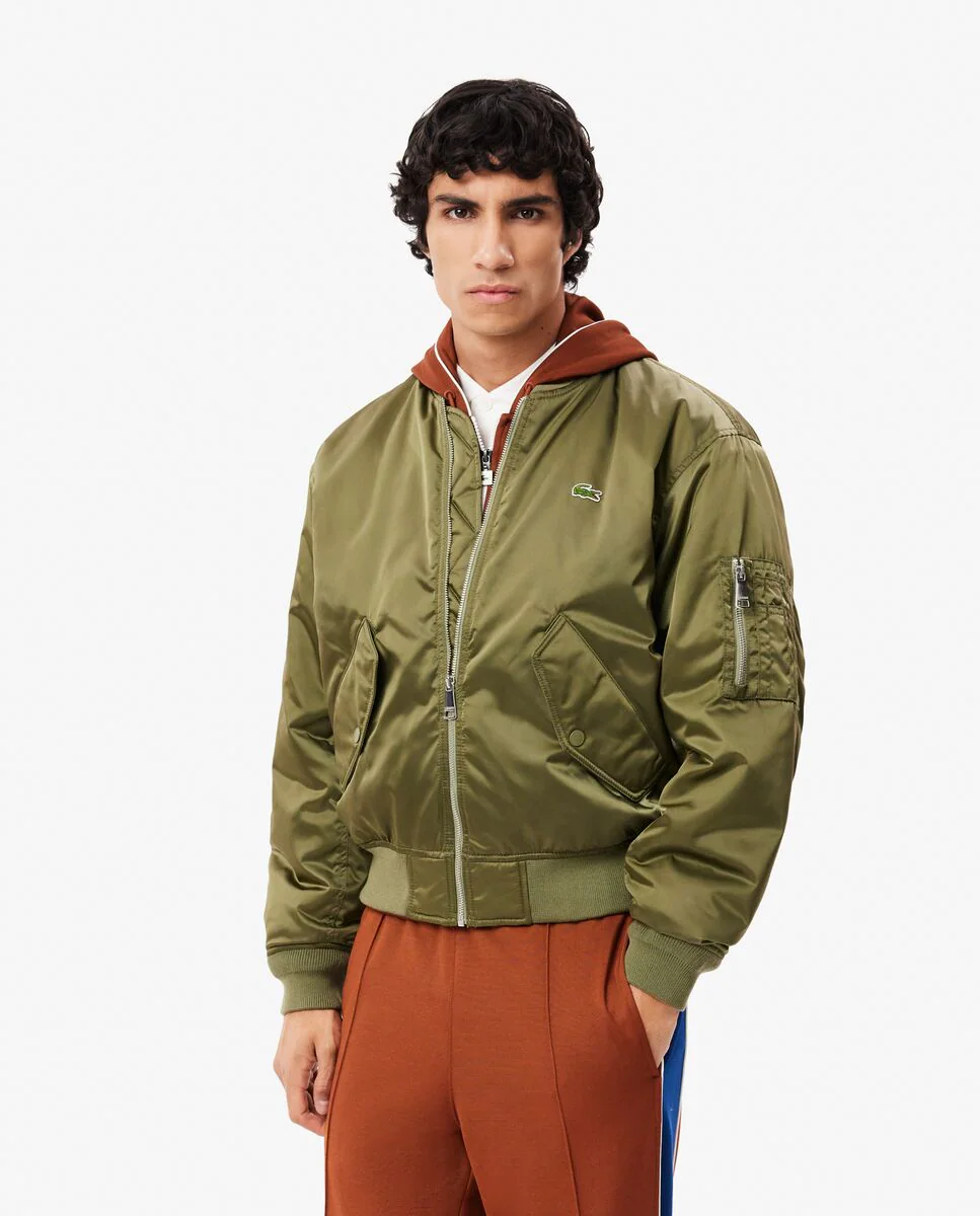 

Мужская утепленная непромокаемая куртка-бомбер Lacoste, темно-зеленый