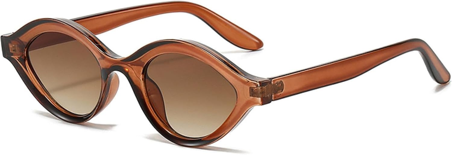 

Ретро маленькие солнцезащитные очки «кошачий глаз» с гелевой расцветкой для женщин, модные градиентные очки с защитой от УФ-излучения UV400 для мужчин, панк-очки овальной формы TVTBBVV, Tea Tea Gradient