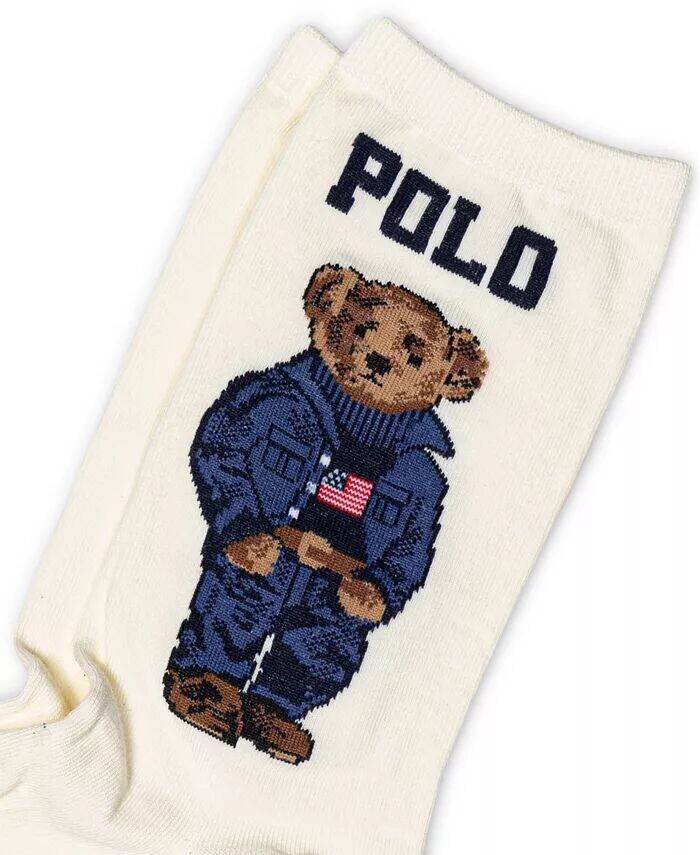 Женские носки Americana Polo Bear Crew Polo Ralph Lauren, слоновая кость — фото 3
