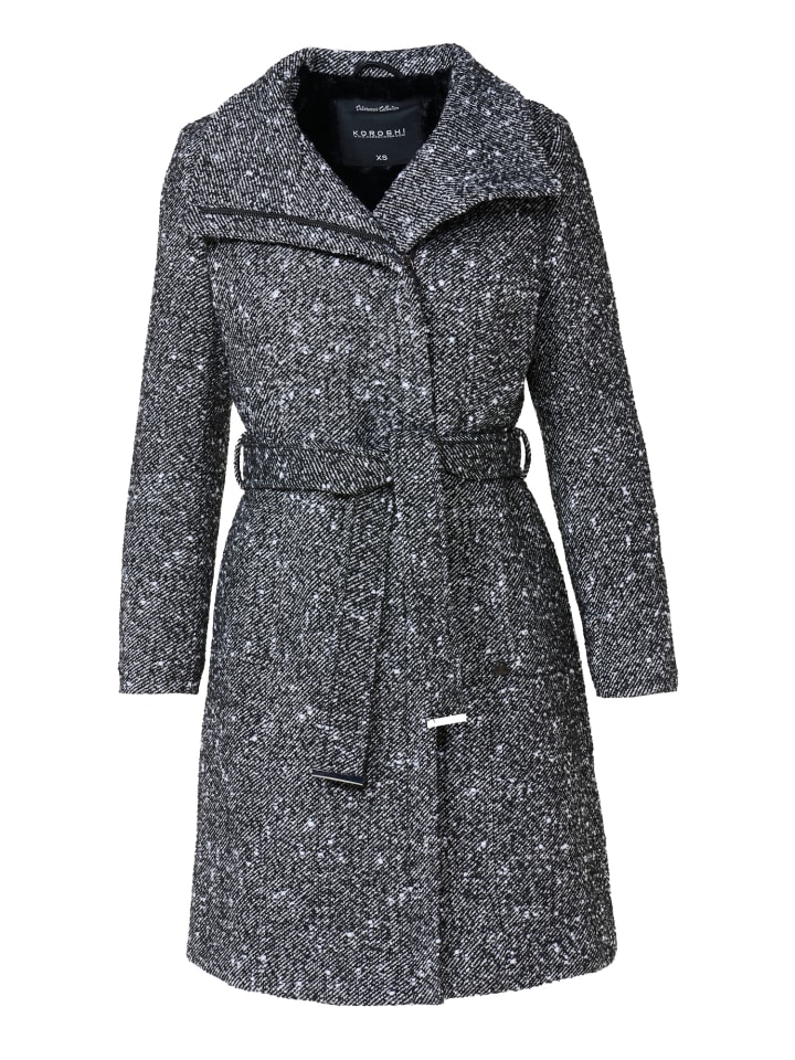 

Длинное женское пальто с высоким воротником ЧЕРНОГО цвета KOROSHI