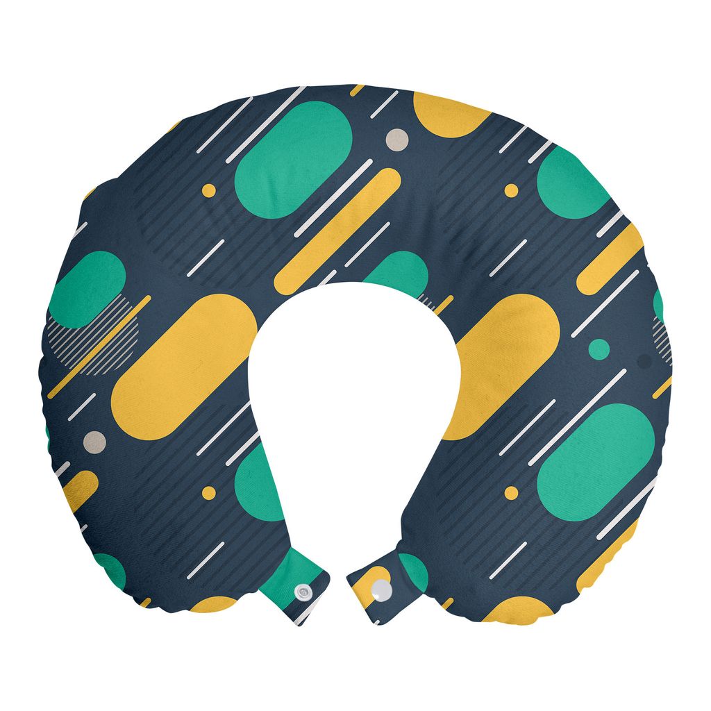 

ABAKUHAUS Geometric Travel Pillow Подушка для шеи, Lines Circles Colors, Пенопластовые дорожные принадлежности для самолетов и автомобилей, 30x30 см, Разноцветные