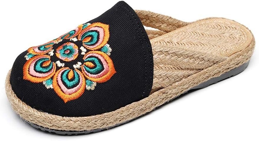 

Женские тапочки YXCKG, легкие льняные сандалии-тапочки, этнические вышитые туфли, балетки-тапочки для женщин, дышащие сандалии для дома и улицы, старинные пекинские тканевые туфли (Цвет: красный, Размер: EUR35)