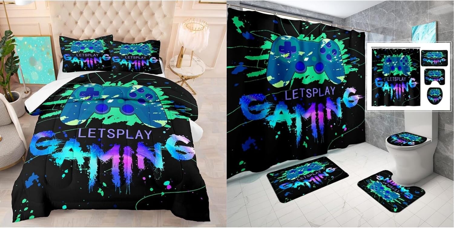 

Комплекты игрового постельного белья Twin+, наборы занавесок для душа Gamer из 4 предметов kodhyvj