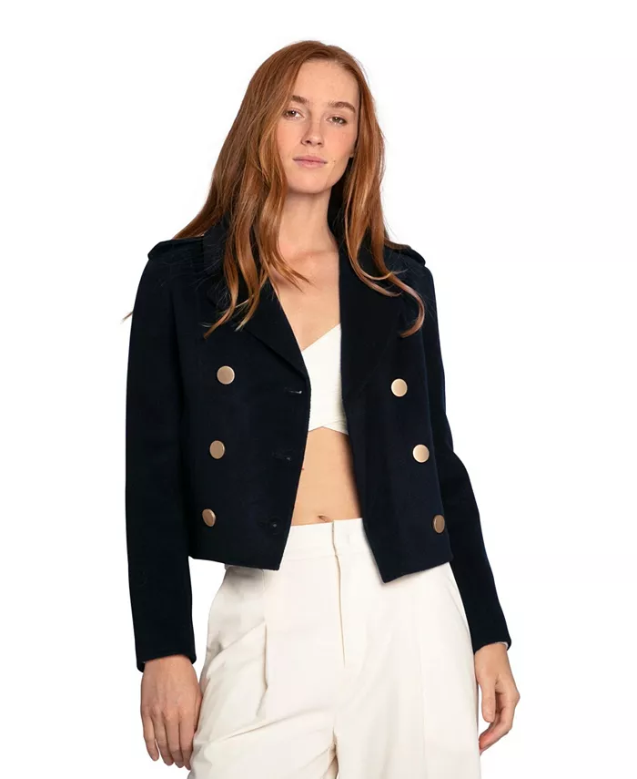 

Женское пальто в военном стиле Love Me Now из шерстяной смеси Belle & Bloom, синий