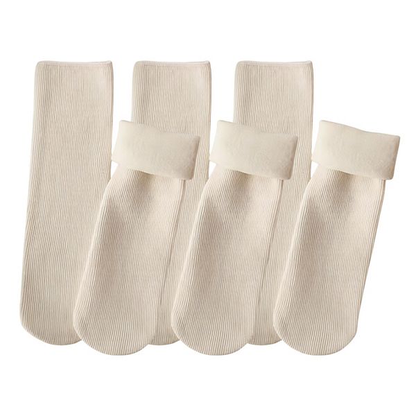 

Набор из 3 пар мягких ребристых носков с эластичной тканью для комфорта и повседневной носки, готовый к подарку Anna-Kaci, Beige