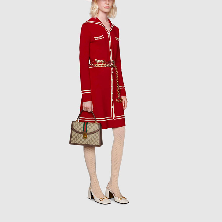 Платье женское Gucci, с длинными рукавами, красный — фото 4
