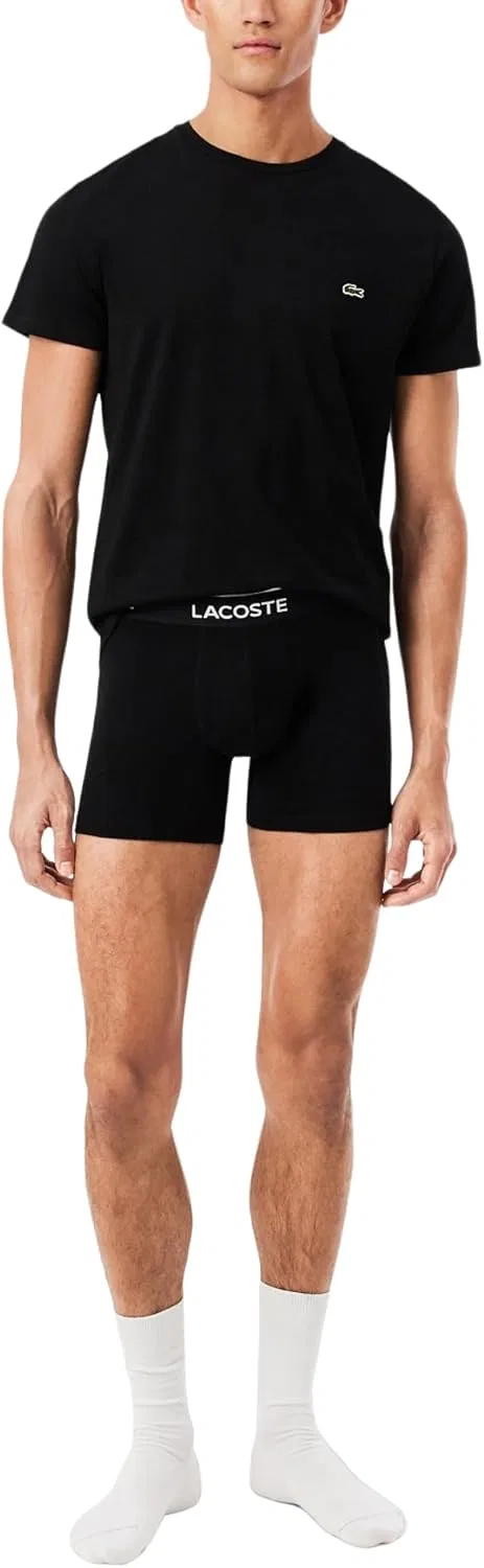 Боксеры Lacoste 3 шт, хлопок с эластаном, черный/белый/Captain зеленый — фото 4