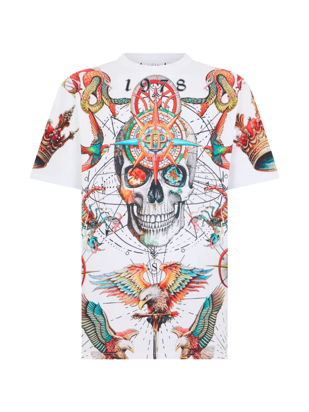 

Футболка с круглым вырезом и короткими рукавами Philipp Plein, белый