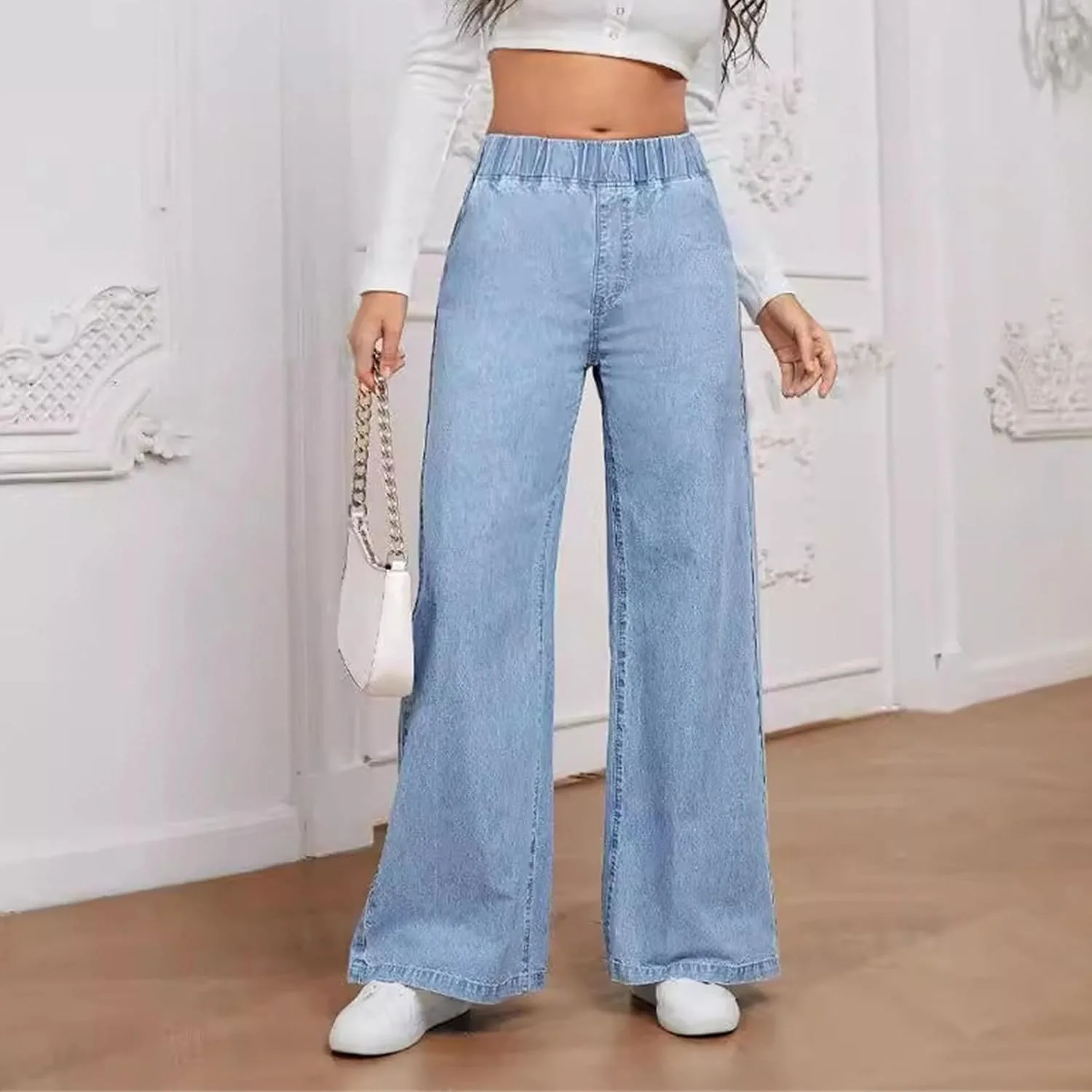 Женские джинсы baggy с растяжкой, широкие, mid rise — фото 3