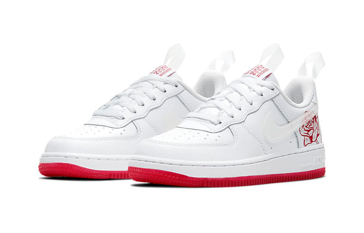 Кроссовки для скейтбординга Air Force 1 Kids PS Low-top белые/красные Nike — фото 3
