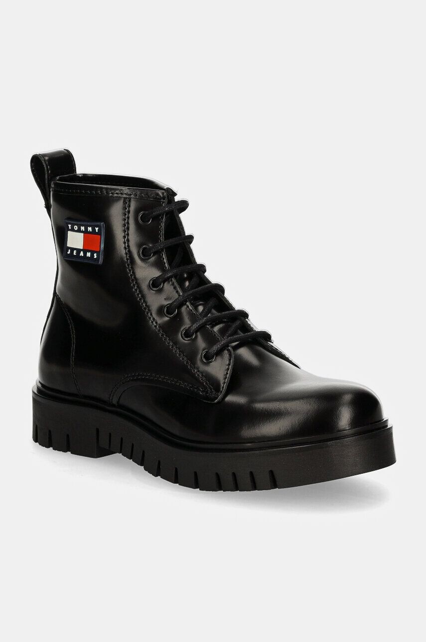 

Кожаные байкерские ботинки Tommy Jeans TJW LACE UP BOOT, черный