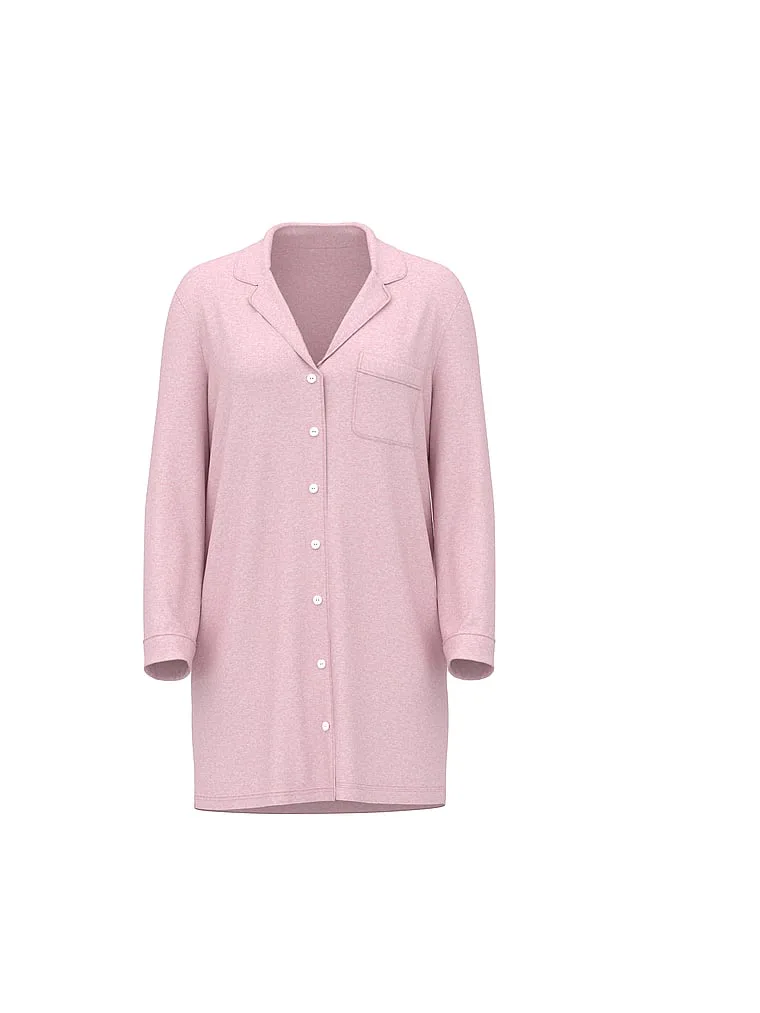 Мягкая модальная ночная рубашка на пуговицах Victoria'S Secret, Heather Pink Petal — фото 3