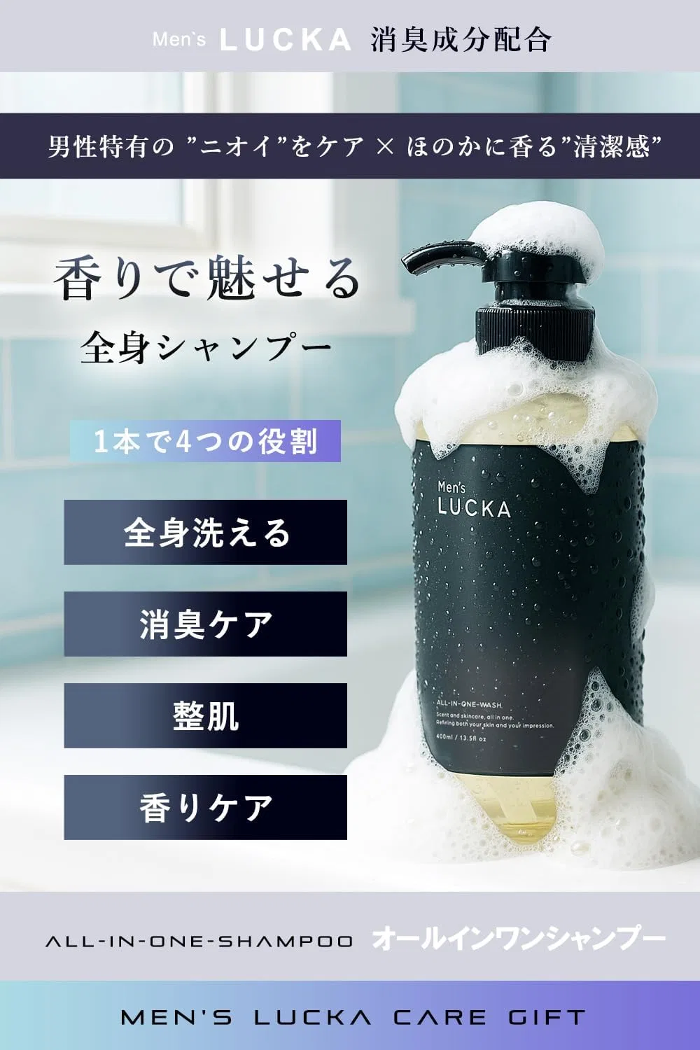 Набор для ухода за телом и лицом LUCKA Men's Full Body Shampoo & All-in-One Lotion Set — фото 4
