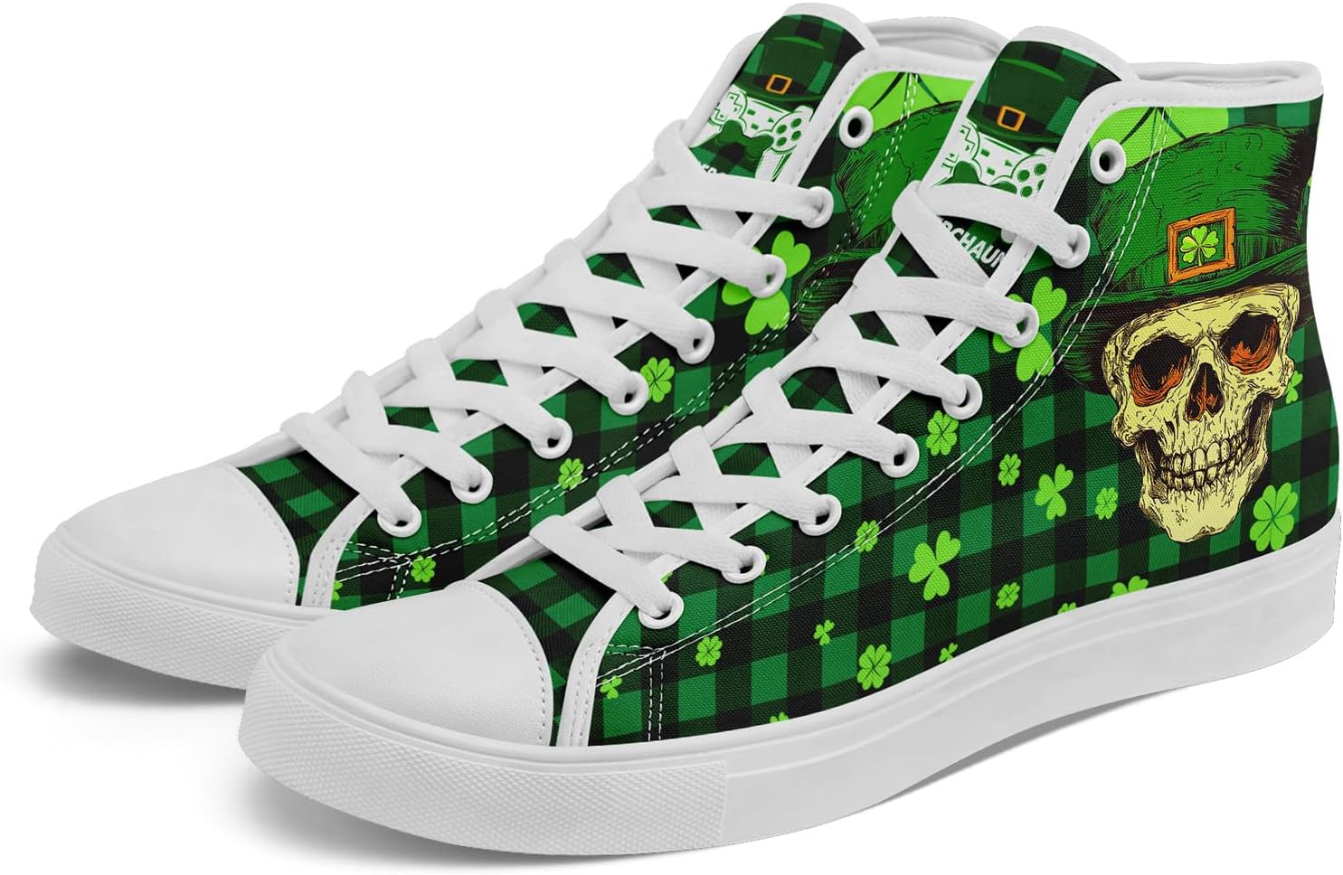 

Высокие кеды из зеленого холщового материала AWSOLE для женщин и мужчин, кроссовки для ирландского фестиваля, удачные праздничные подарочные спортивные повседневные туфли