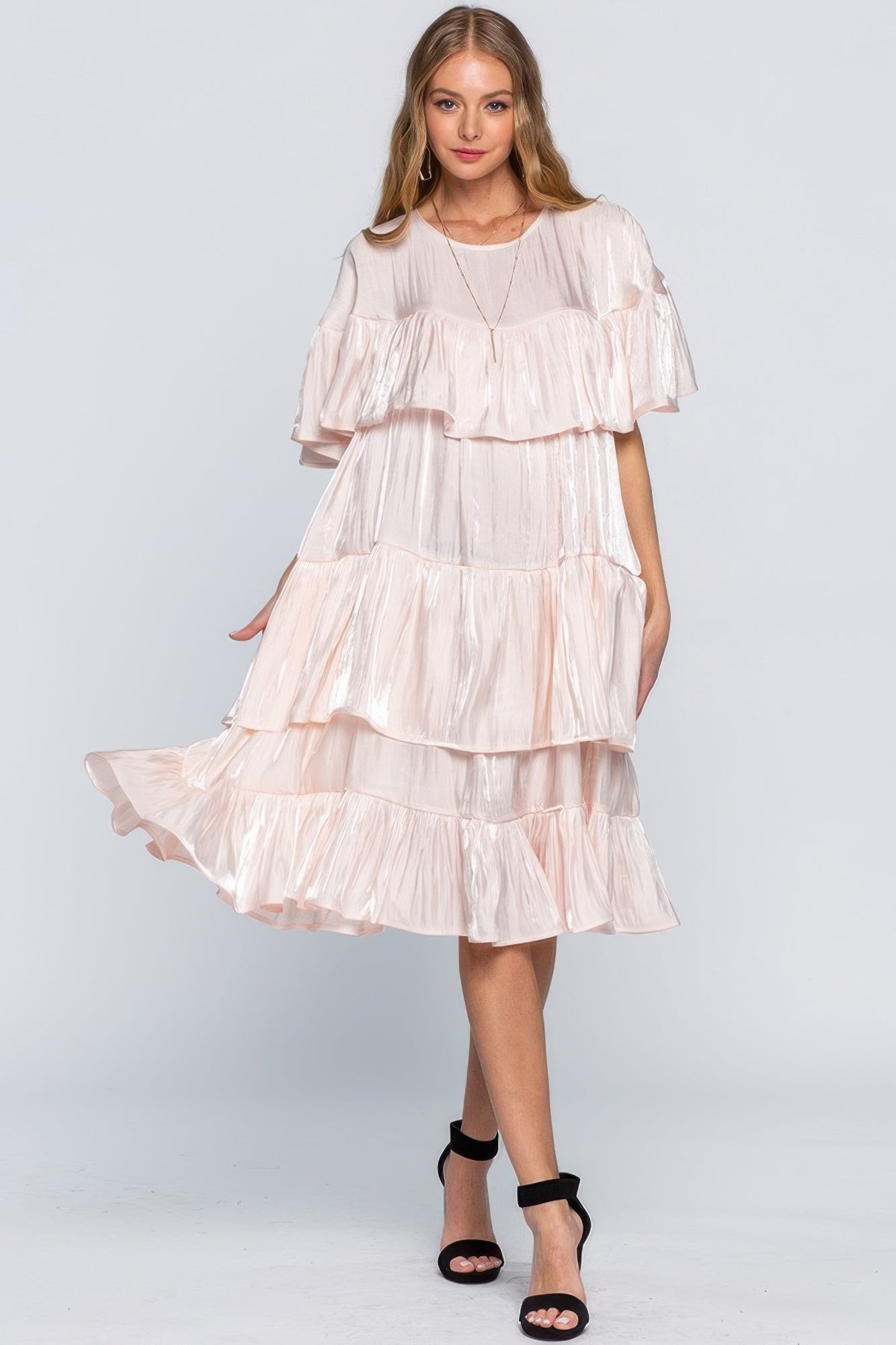 

FASHNZFAB женское платье миди с оборками, розовый