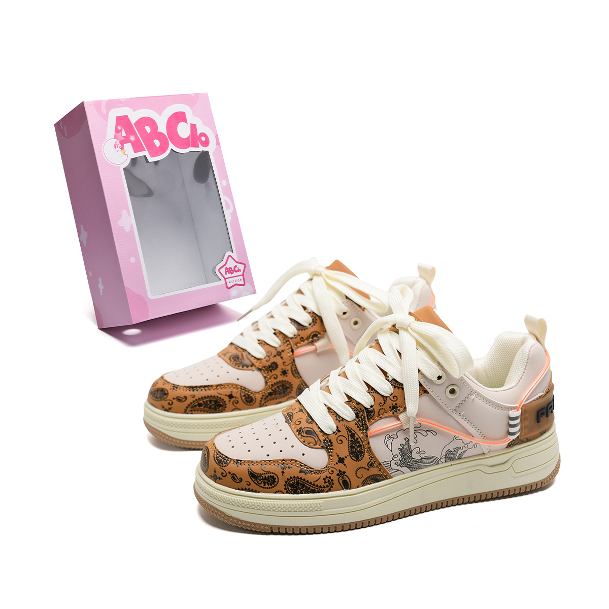 

ABCIO Скользоустойчивые амортизирующие увеличивающие рост низкие скейтерские унисекс бежево-коричневые, цвет Beige Brown