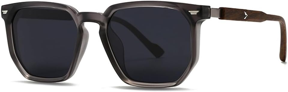 

Многоугольные квадратные мужские поляризованные солнцезащитные очки, модные женские солнцезащитные очки с отделкой под дерево и заклепками, солнцезащитные очки UV400 UJNHGQ, Grey Grey