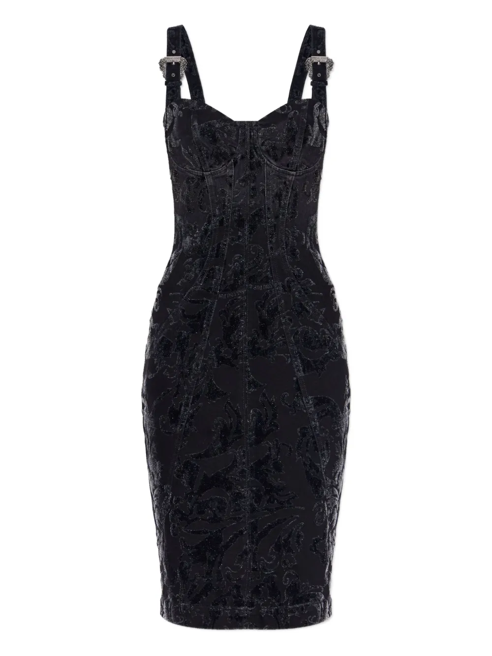 

Миди-коктейльное платье с цветочным узором и пряжкой Versace Jeans Couture, черный