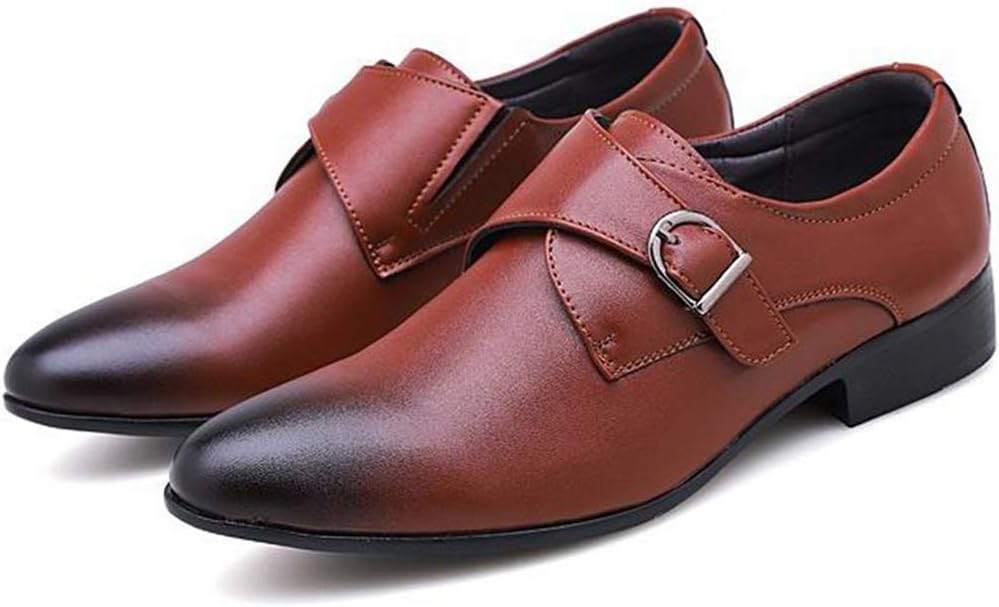 

Мужские кожаные деловые туфли, туфли Asakuchi с пряжкой, современные городские офисные формальные туфли, коричневые - 47/UK12.5/US13 Jlfzc