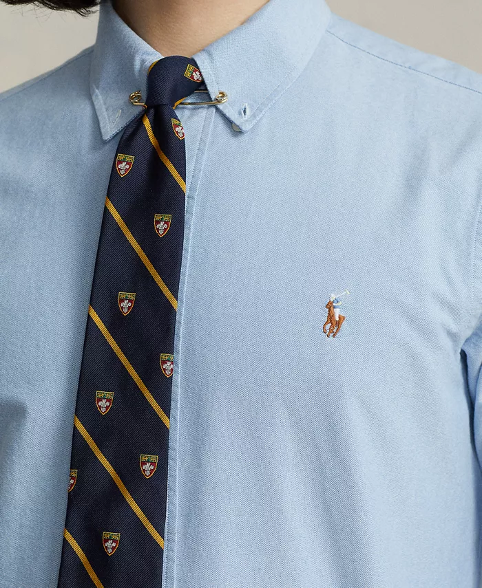 Мужская классическая рубашка Oxford Custom Fit Polo Ralph Lauren, синий — фото 3