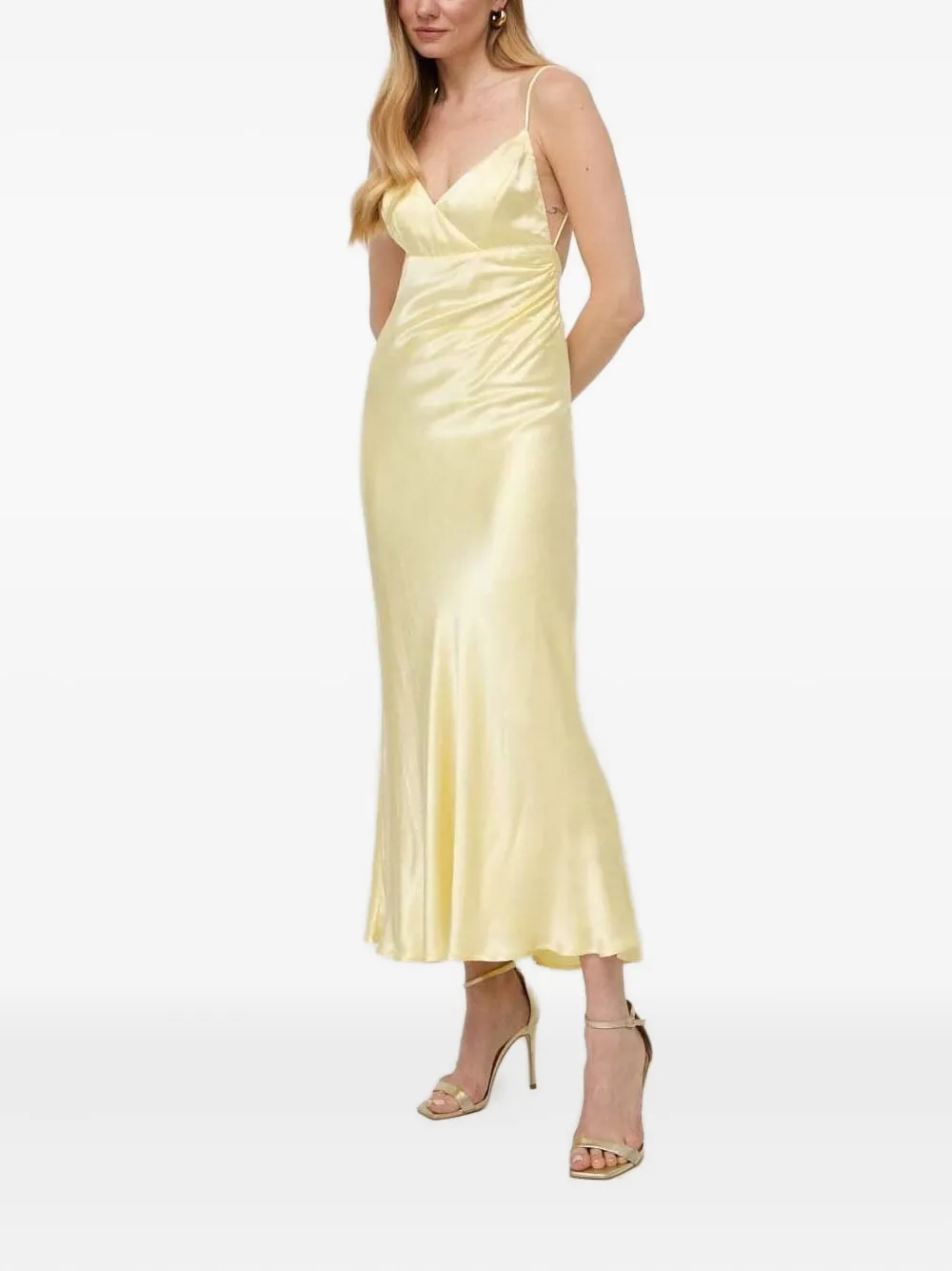 

Атласное платье с открытой спиной Bardot, желтый