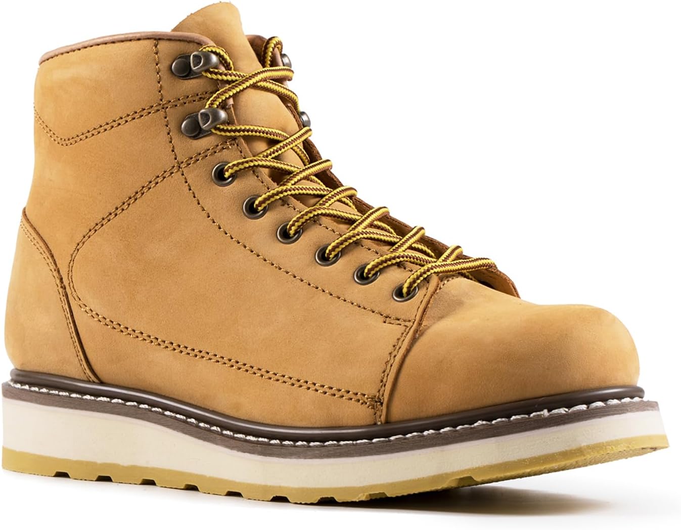 

Мужские ботинки Defencas SureTrack 6 из мягкой кожи с носком, противоскользящие на клиновидной подошве, прочные ботинки для мужчин, EH 84893, 84893 Wheat, 6\" Soft Toe