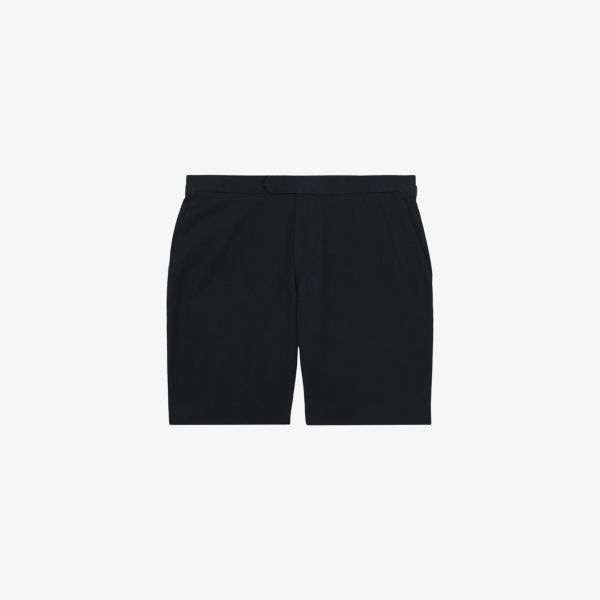 

Эскизные укороченные шорты из хлопка и льна Reiss, синий