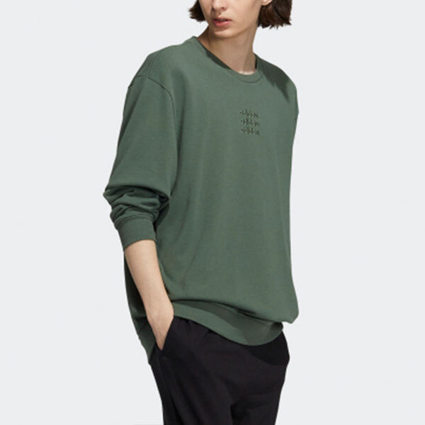 Толстовка Men's adidas neo Logo Alphabet Printing Round Neck Green, зеленый — фото 4