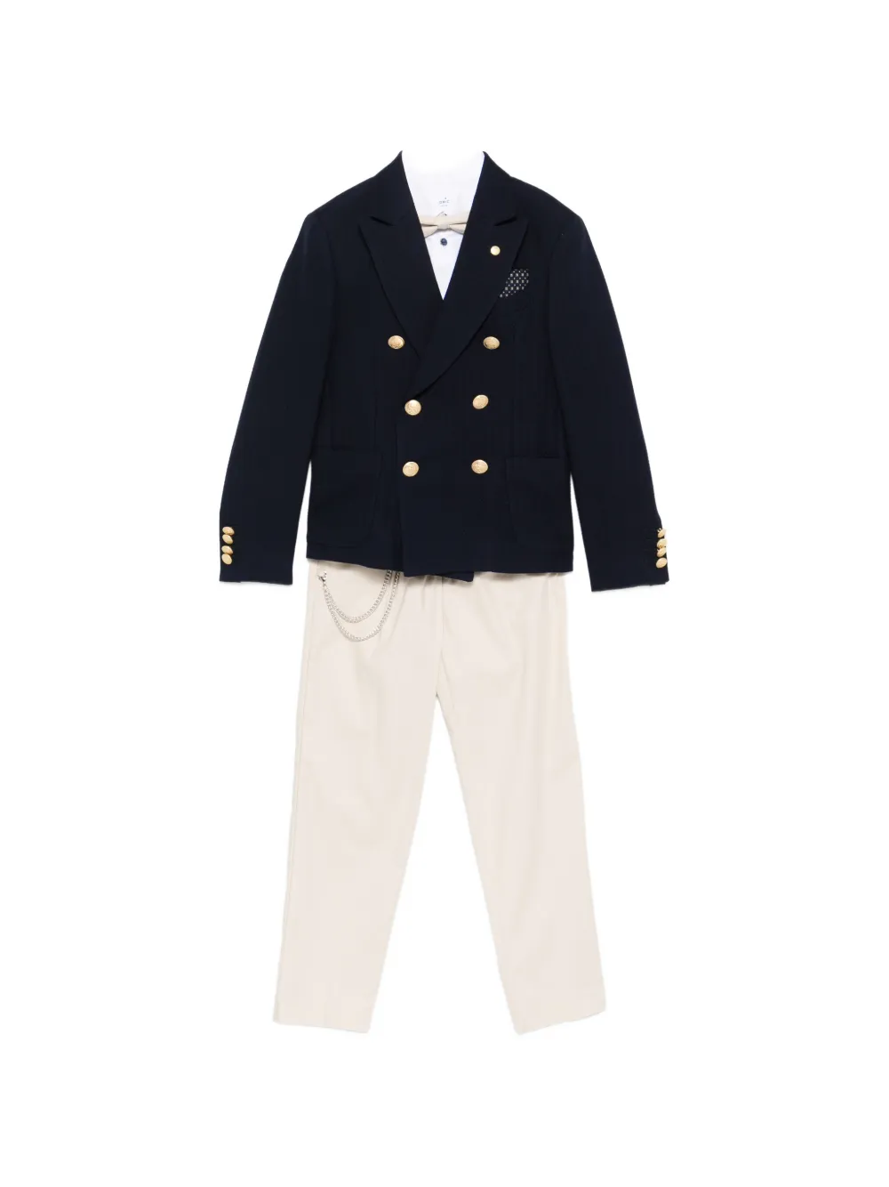 

Двубортный костюм с отстегивающейся цепочкой (комплект из пяти предметов) Colorichiari, бежевый