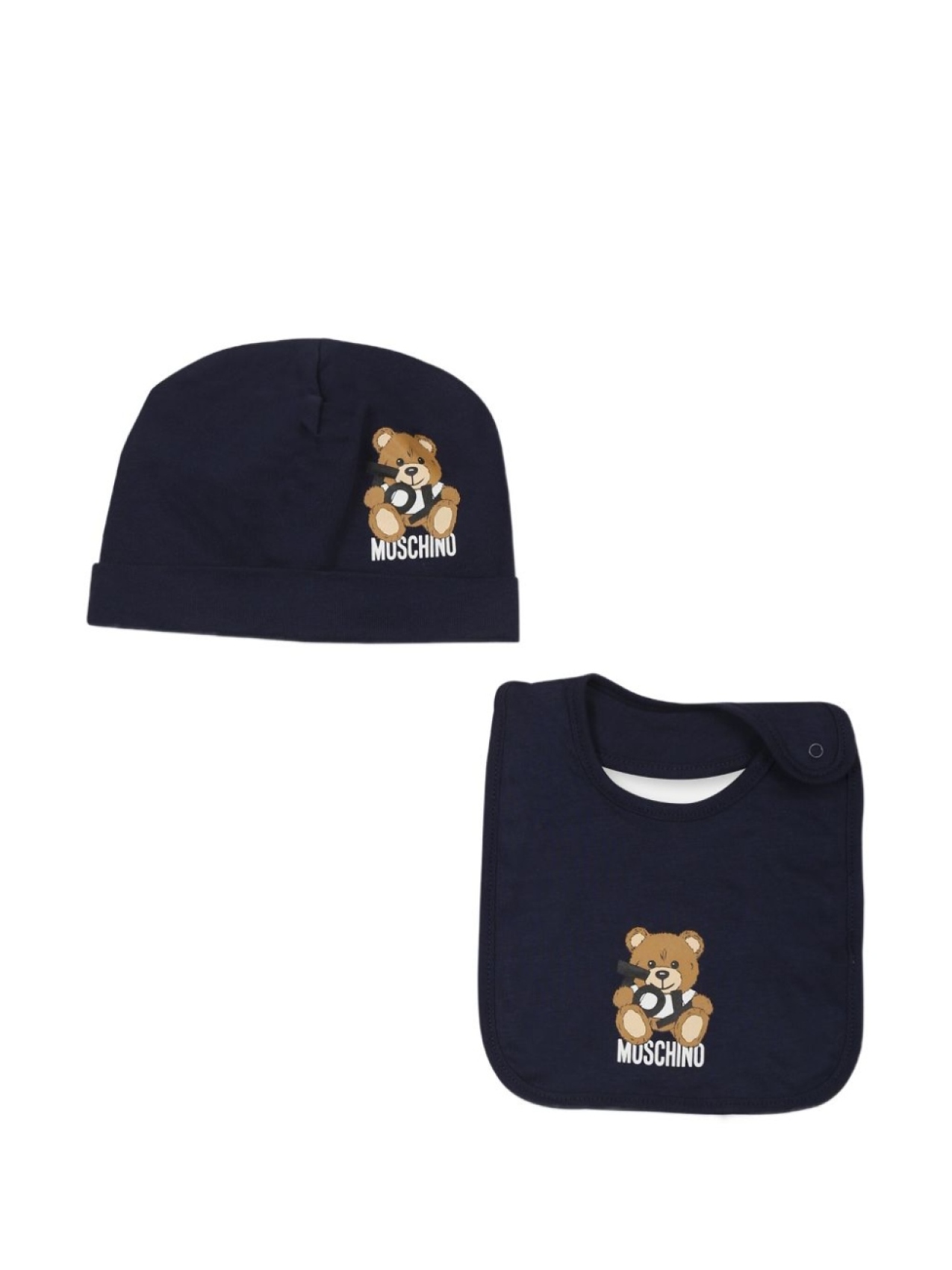 

Комплект из двух шапок бини с принтом Teddy Bear Moschino Kids, синий