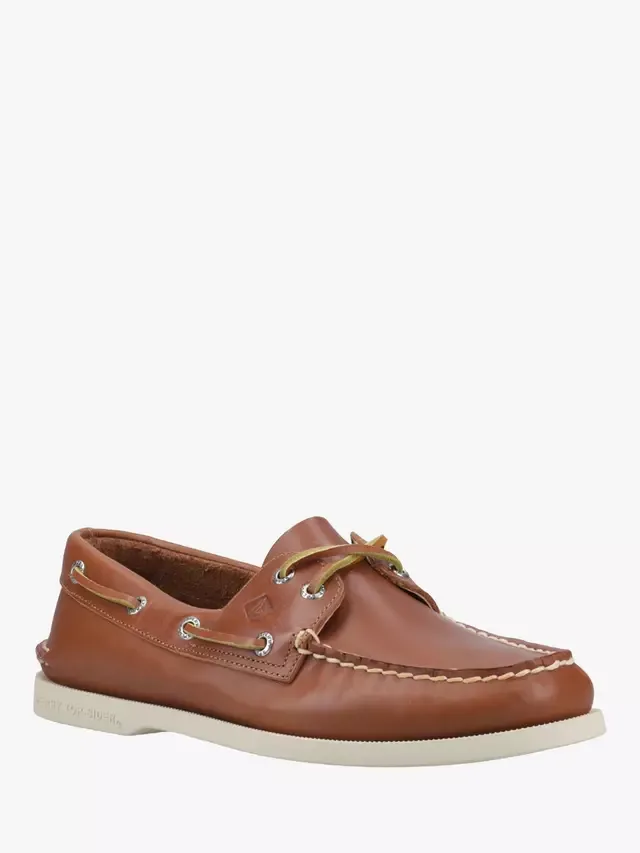 Оригинальные кожаные мокасины с двумя люверсами Sperry, Tan Wht — фото 2