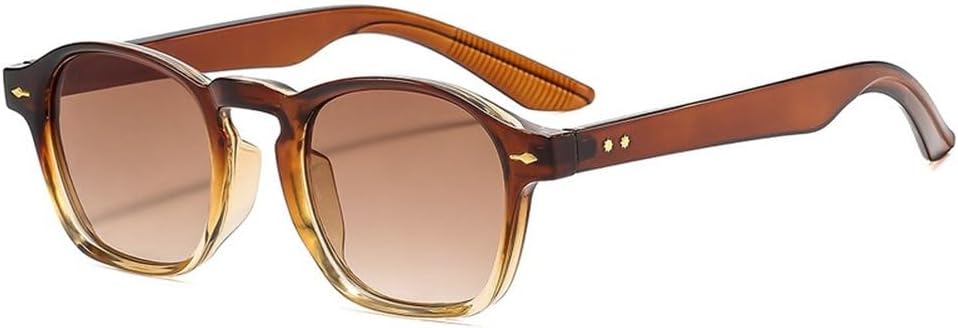 

Модные солнцезащитные очки в форме многоугольника и квадрата для женщин с прозрачными линзами цвета океана, мужские солнцезащитные очки в стиле панк с заклепками SKFGNX, Tea Tea Gradient