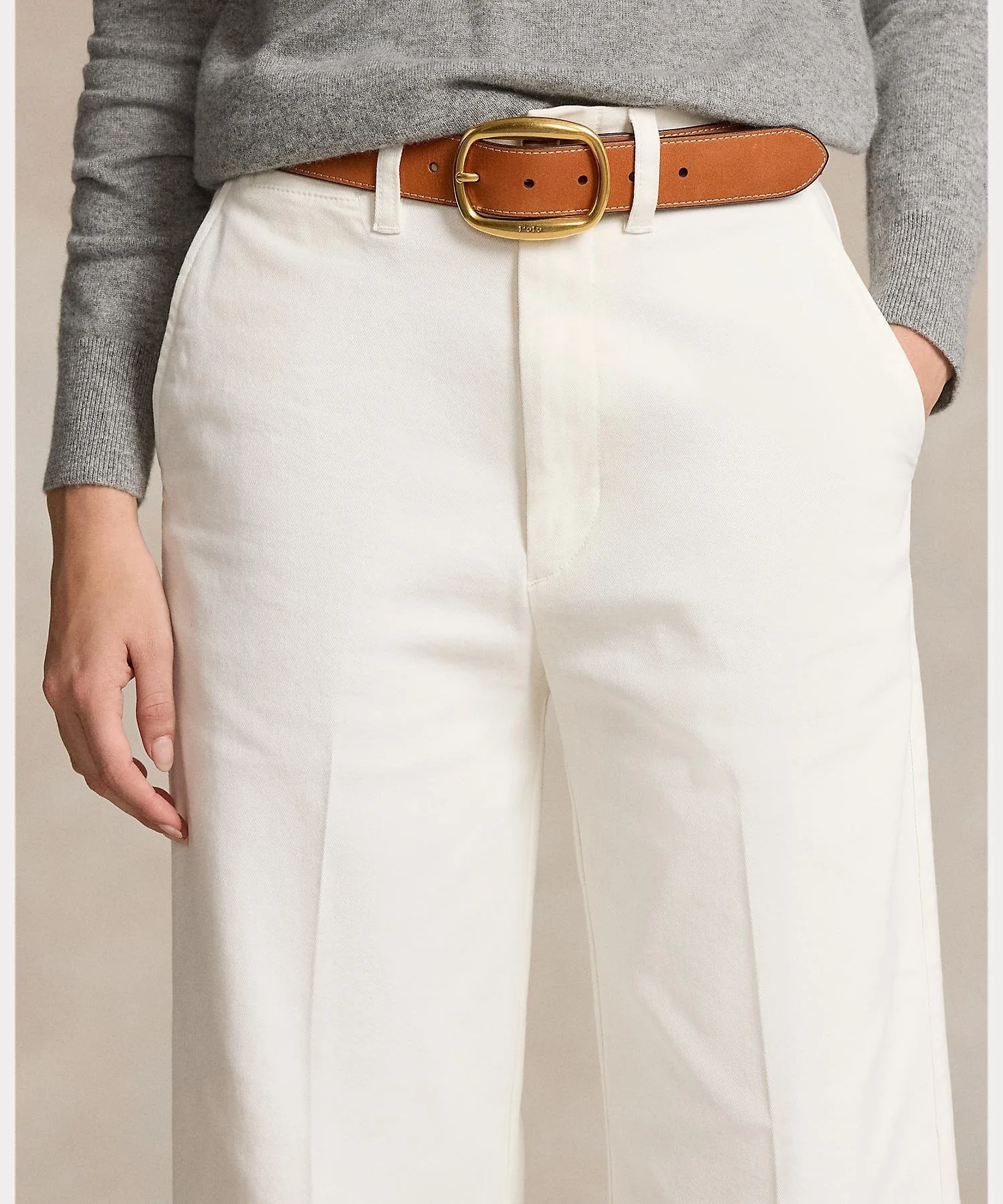 Широкие брюки-чиносы Polo Ralph Lauren, 100 White — фото 4