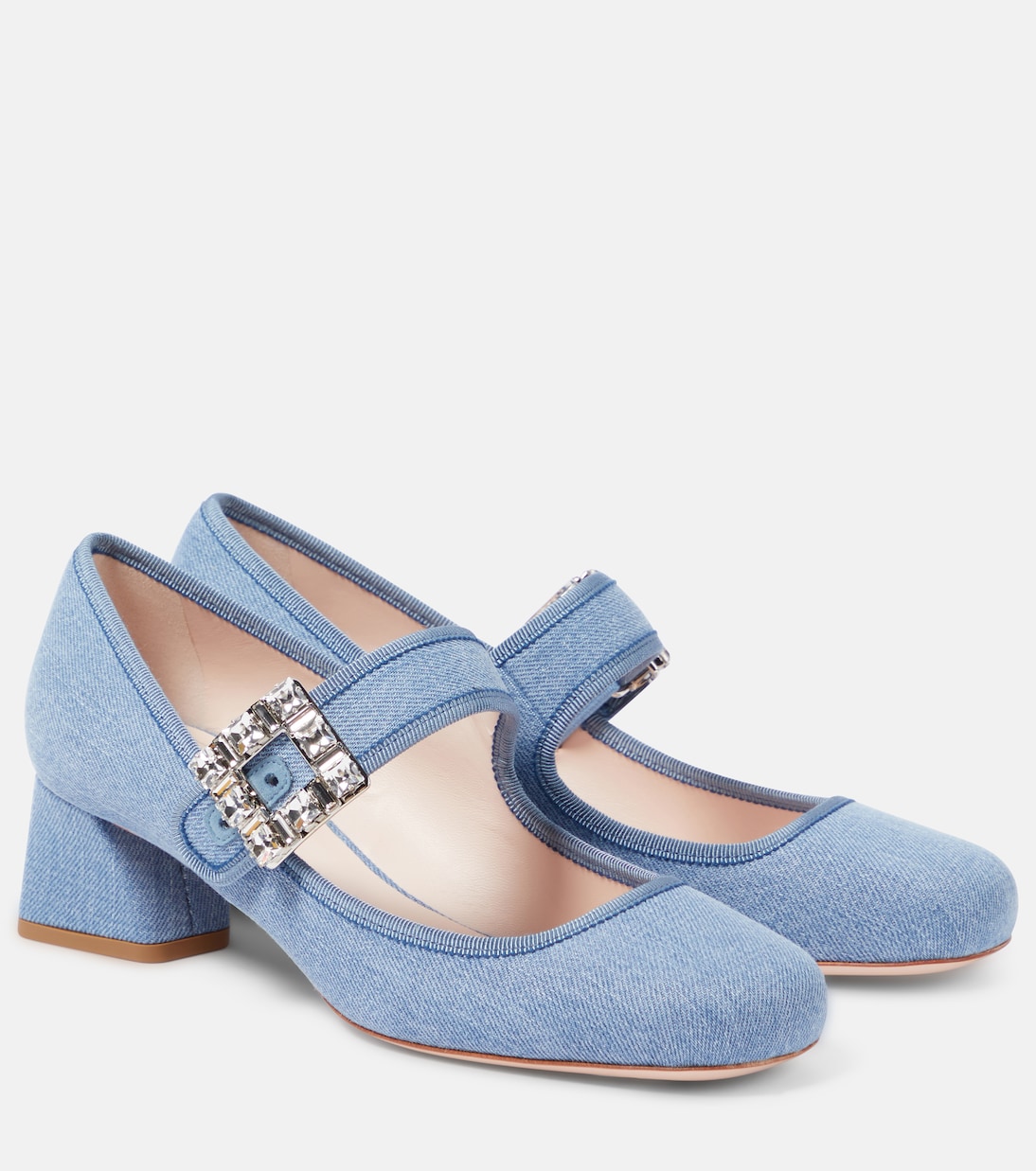 Туфли Мэри Джейн для малышей Très Vivier со стразами и пряжкой Roger Vivier, Jeans Chiaro