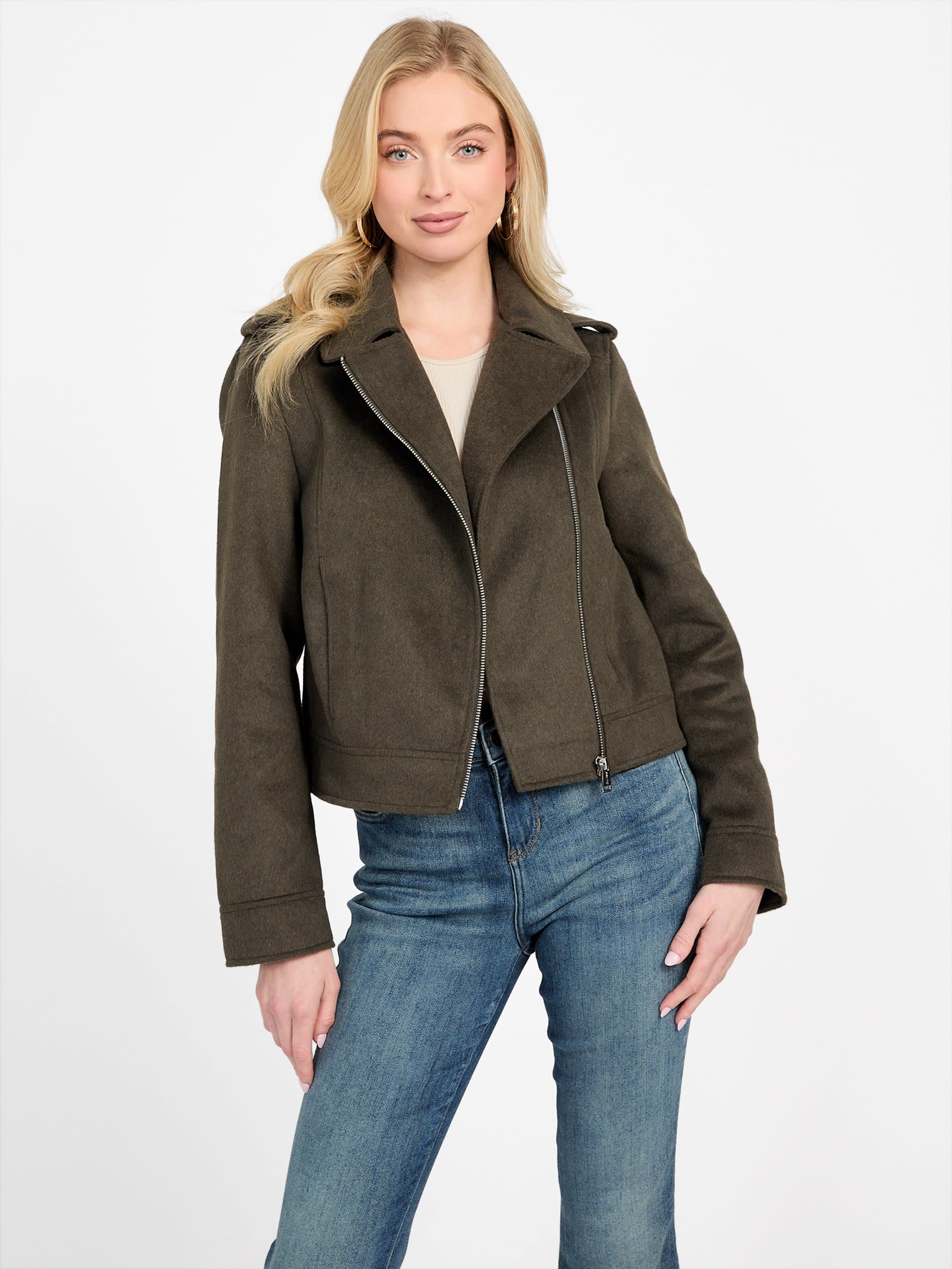 

Тканая куртка Bethany Guess Factory, оливково-черный