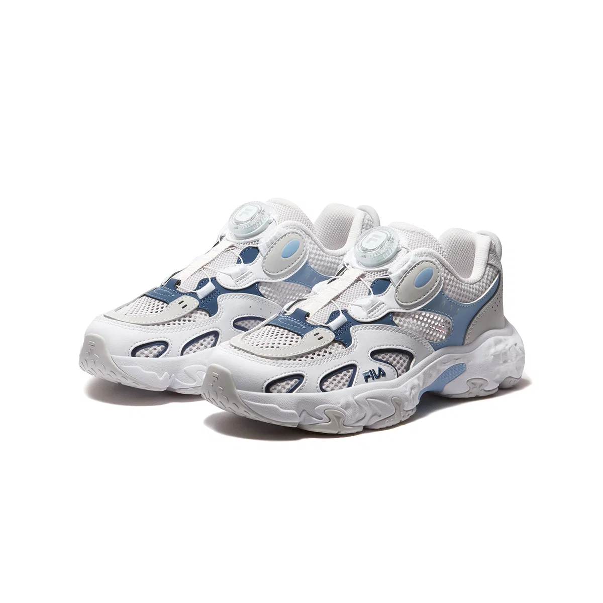 Кроссовки Heritage FHT из синтетической кожи и текстиля низкие беговые Rain Mist Gray/FILA White детские FILA KIDS — фото 4