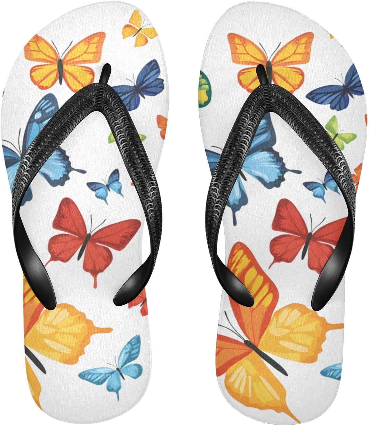 

Женские и мужские пляжные шлепанцы с яркими бабочками, для лета и душа, 20860824 Kfbe, Butterflies