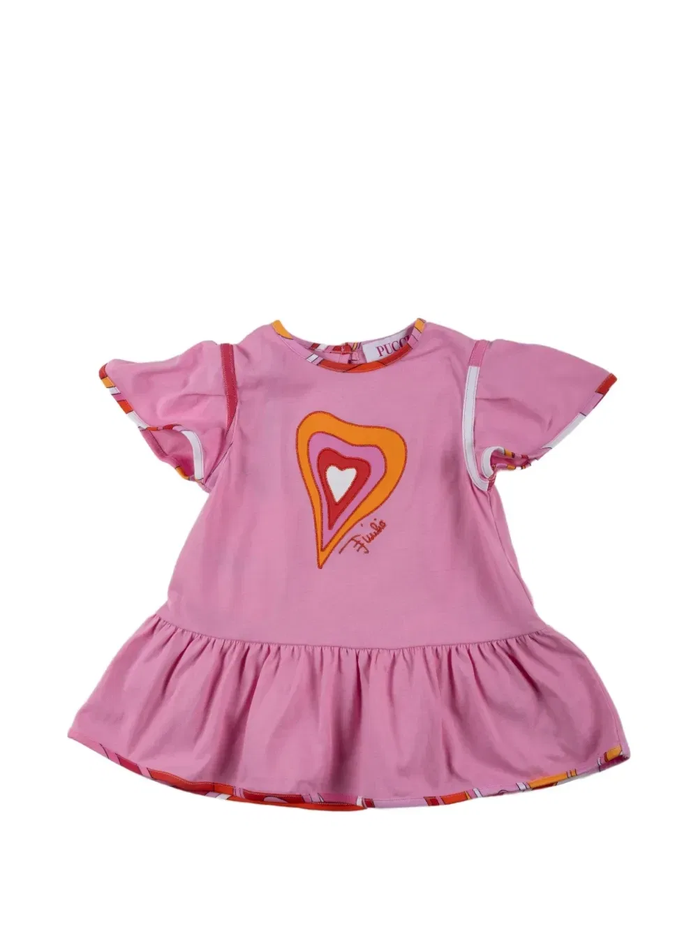 Платье с оборками и принтом PUCCI Junior, розовый