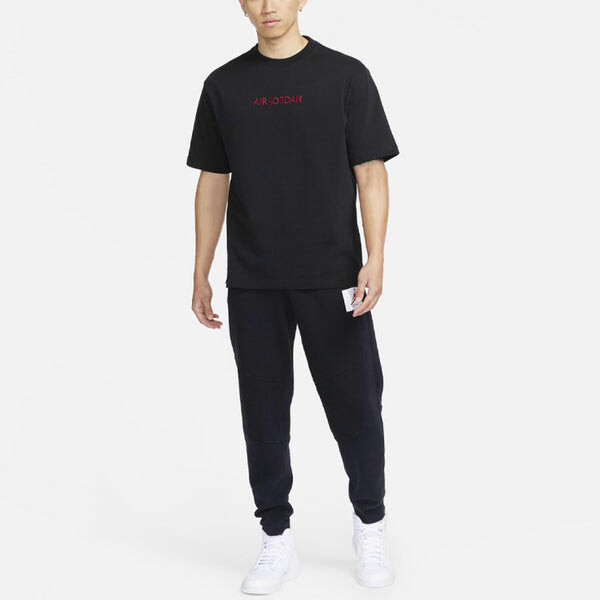 Футболка Air Jordan Casual Solid Color Printing Round Neck Pullover Short Sleeve Black, черный — фото 3