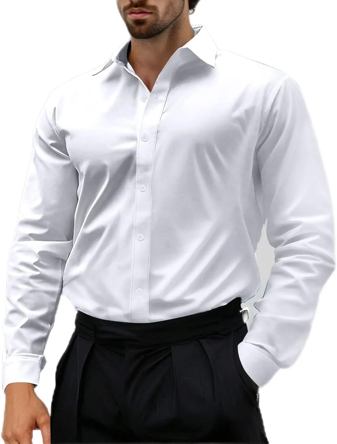 

Xiaojmake мужская рубашка Stretch Cotton Long Sleeves Solid Formal