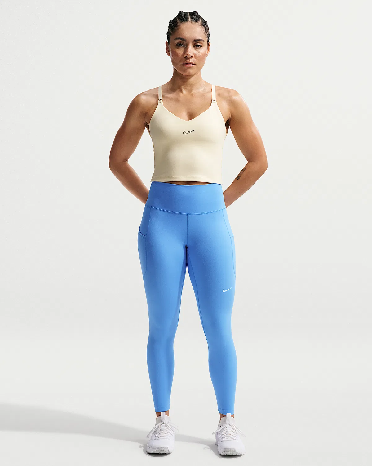 Женские леггинсы Nike One с высокой талией 7/8 и карманами, University Blue/White