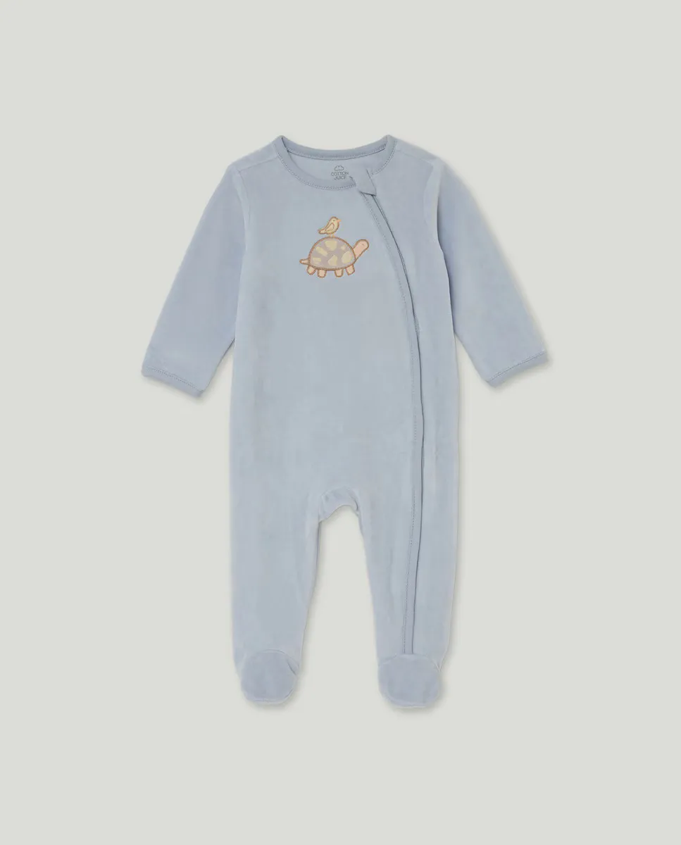 

Длинный комбинезон для мальчика из велюра Cotton Juice, синий