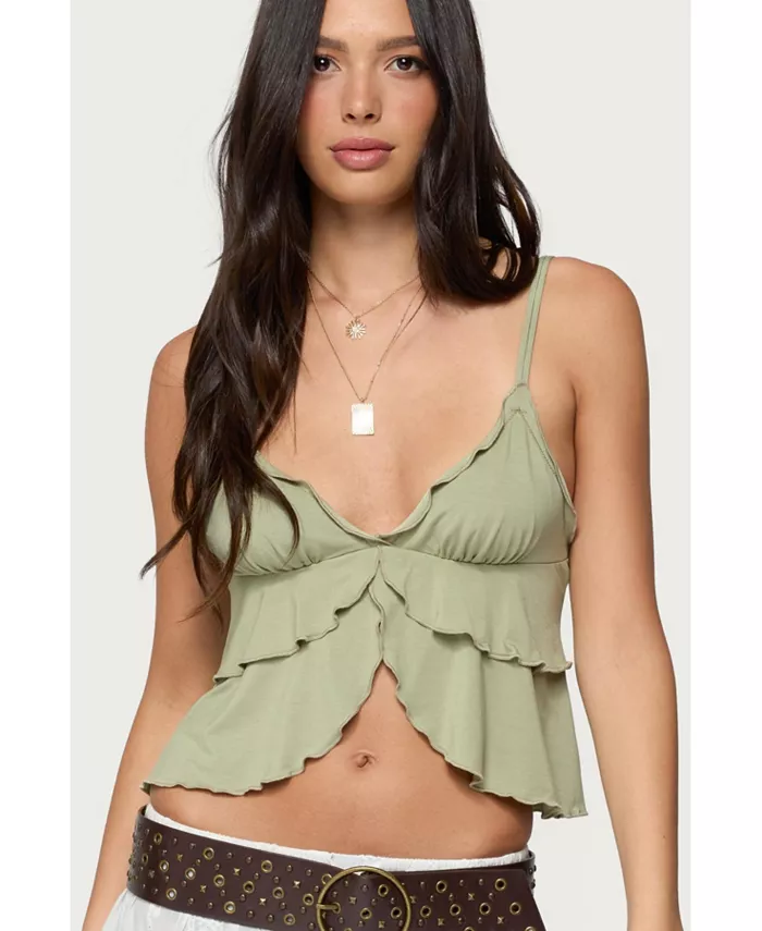 

Женский топ Kailan Babydoll с рюшами Edikted, зеленый