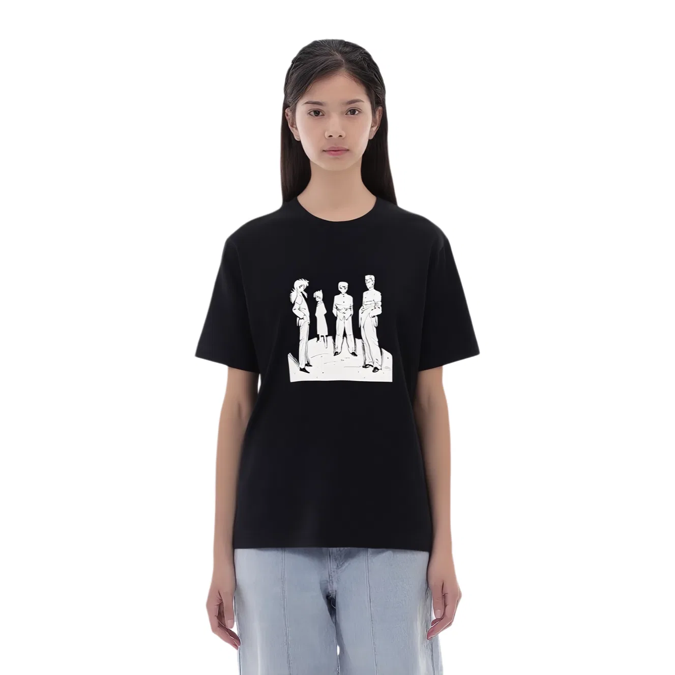 Футболка x JIYINGSHE, LIANMINGKUAN SS26 Unisex UNIQLO, Black — фото 3