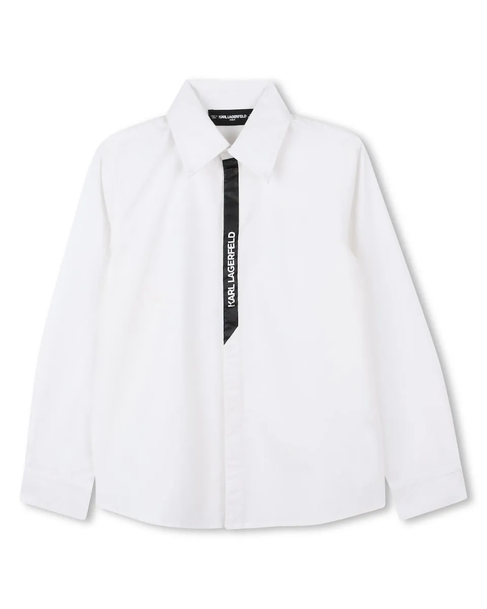 

Рубашка для мальчика белого цвета из хлопка Karl Lagerfeld Kids