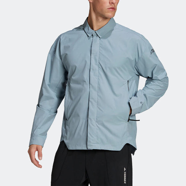 Куртка Men's adidas Terrex C Myshelter W.r Colorful Logo Stripe Printing Lapel Jacket Blue, мультиколор — фото 3